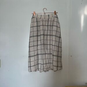 A New Day Plaid Linen Skirt